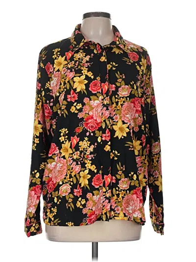 Pre-owned Tolani Long Sleeve Blouse In Black