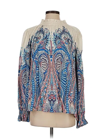 Pre-owned Tolani Long Sleeve Blouse In Blue