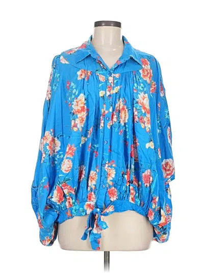 Pre-owned Tolani Long Sleeve Blouse In Blue