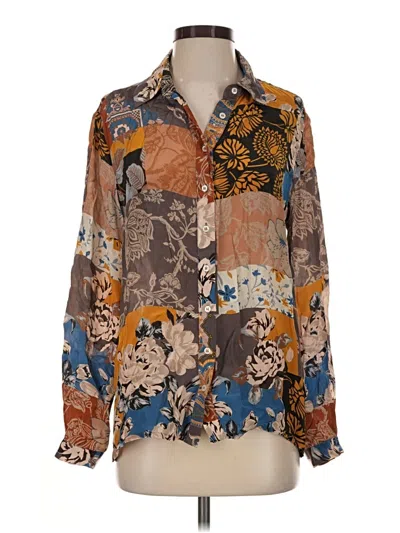 Pre-owned Tolani Long Sleeve Blouse In Brown