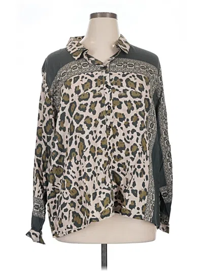 Pre-owned Tolani Long Sleeve Blouse In Gray