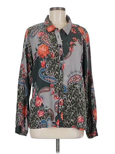 Pre-owned Tolani Long Sleeve Blouse In Gray