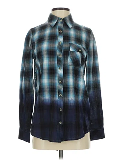 Pre-owned Tolani Long Sleeve Button Down Shirt In Blue