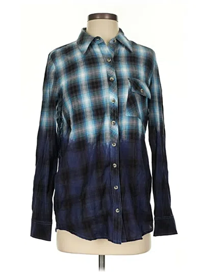 Pre-owned Tolani Long Sleeve Button Down Shirt In Blue