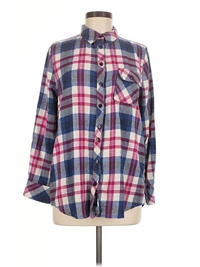 Pre-owned Tolani Long Sleeve Button Down Shirt In Blue