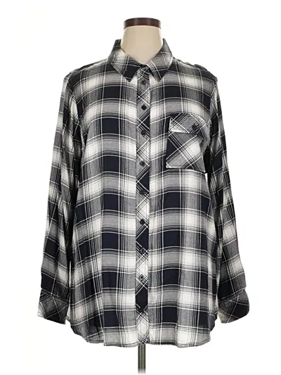 Pre-owned Tolani Long Sleeve Button Down Shirt In Blue