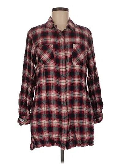 Pre-owned Tolani Long Sleeve Button Down Shirt In Burgundy