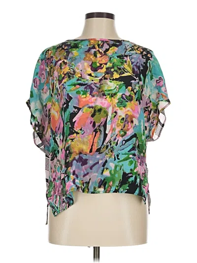 Pre-owned Tolani Short Sleeve Blouse In Green