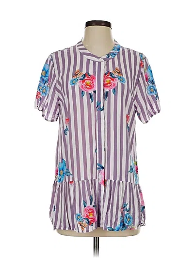 Pre-owned Tolani Short Sleeve Blouse In Purple
