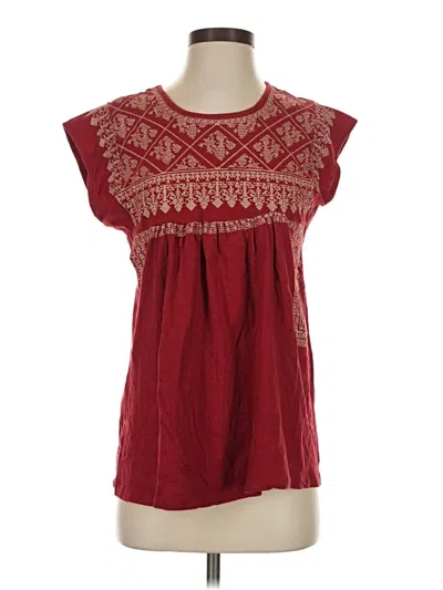 Pre-owned Tolani Short Sleeve Top Burgundy Keyhole Neckline Tops