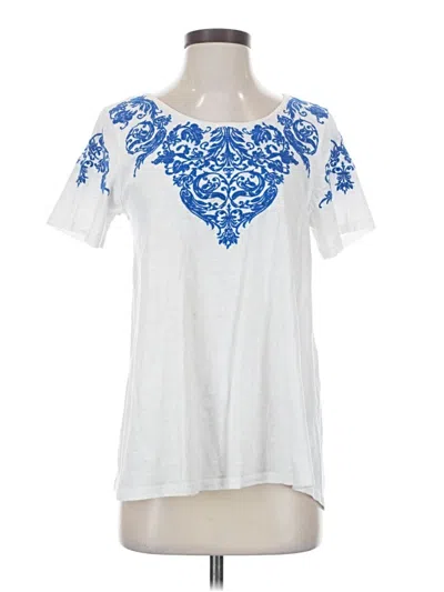 Pre-owned Tolani Short Sleeve Top White Keyhole Neckline Tops
