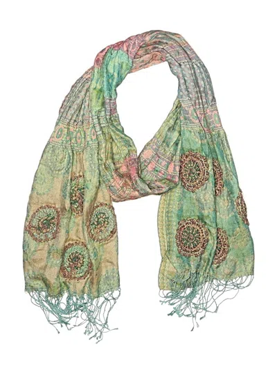 Pre-owned Tolani Silk Scarf In Green