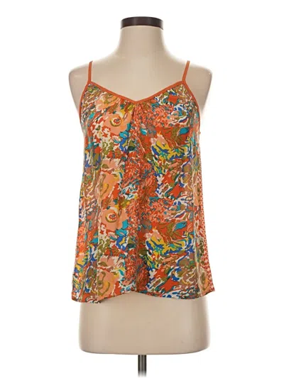 Pre-owned Tolani Sleeveless Silk Top Orange Halter Neckline Tops
