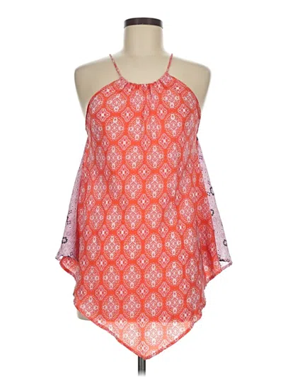 Pre-owned Tolani Sleeveless Silk Top Orange Halter Neckline Tops