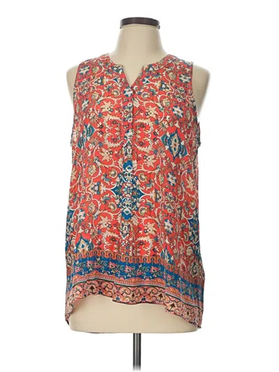 Pre-owned Tolani Sleeveless Silk Top Red Halter Neckline Tops