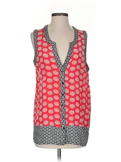Pre-owned Tolani Sleeveless Silk Top Red Plunge Neckline Tops