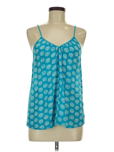 Pre-owned Tolani Sleeveless Silk Top Teal Halter Neckline Tops In Blue