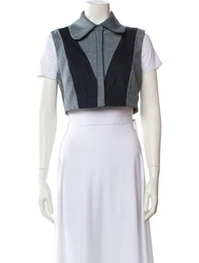Pre-owned Tolu Coker Colorblock Pattern Vest In Blue