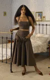 Tolu Coker Draped Wool Midi Skirt In Brown