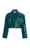 Tolu Coker Leather Aviator Jacket In Green