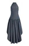 Tolu Coker Open-back Cotton Maxi Dress In Blue