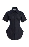 Tolu Coker Panelled Cotton Contour Bustier Blouse In Blue