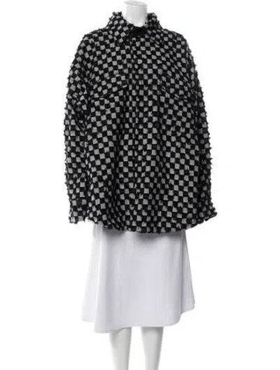 Pre-owned Tolu Coker Plaid Print Coat In Black