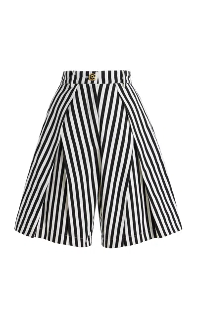 Tolu Coker Pleated Cotton Gabardine Shorts In Animal Print
