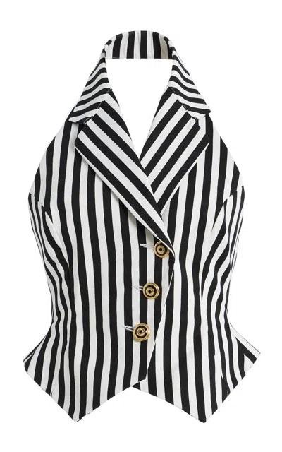 Tolu Coker Striped Cotton Gabardine Waistcoat In Multi