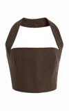 Tolu Coker Swoop Fitted Wool Halter Top In Multi
