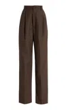 Tolu Coker Tailored High-waisted Wool Trousers In Brown
