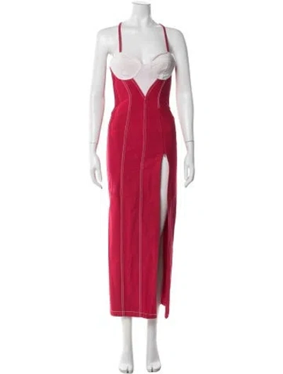 Pre-owned Tolu Coker V-neck Long Dress In Pink