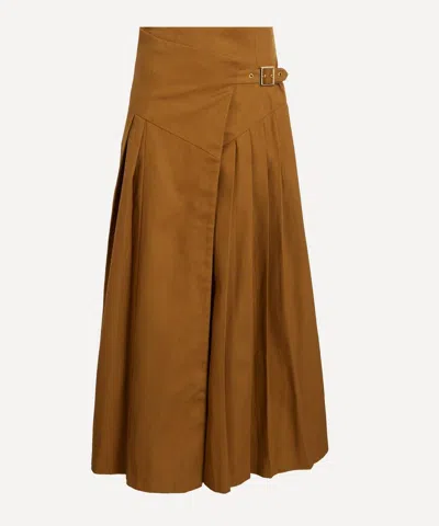 Tolu Coker Women's Kilt Midi Skirt In Brown