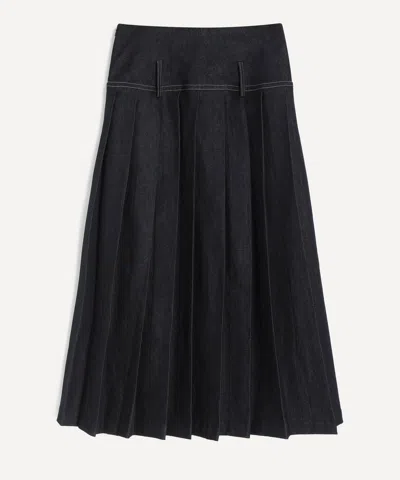 Tolu Coker Women's Pleated Denim Drop-waist Maxi Skirt In Purple