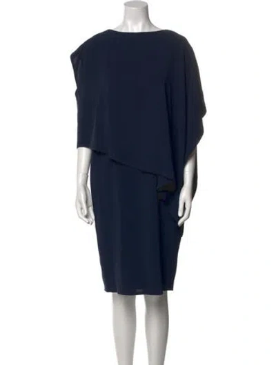 Pre-owned Tom And Linda Platt Bateau Neckline Knee-length Dress In Blue