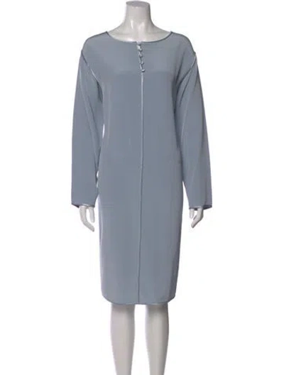 Pre-owned Tom And Linda Platt Bateau Neckline Knee-length Dress In Blue