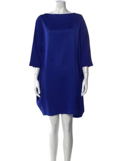 Pre-owned Tom And Linda Platt Bateau Neckline Knee-length Dress In Blue