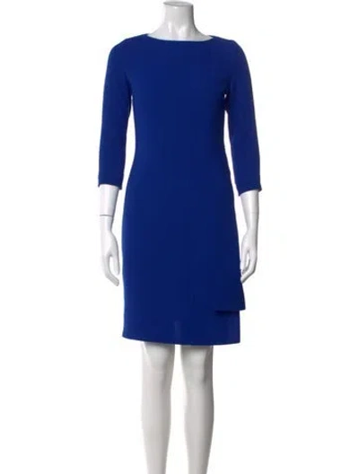 Pre-owned Tom And Linda Platt Bateau Neckline Knee-length Dress In Blue