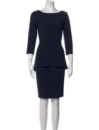 Pre-owned Tom And Linda Platt Bateau Neckline Knee-length Dress In Blue