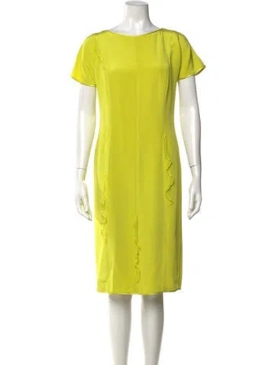Pre-owned Tom And Linda Platt Bateau Neckline Knee-length Dress In Green