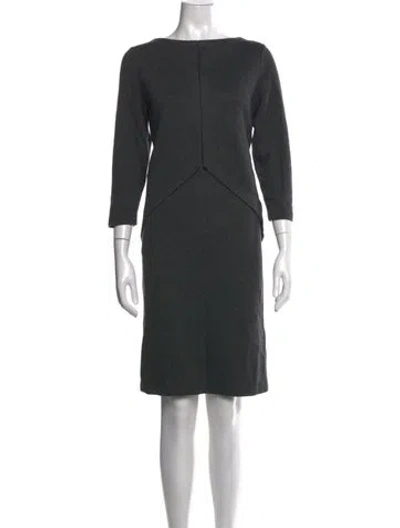 Pre-owned Tom And Linda Platt Bateau Neckline Knee-length Dress In Grey