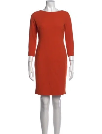 Pre-owned Tom And Linda Platt Bateau Neckline Knee-length Dress In Orange