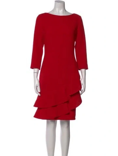Pre-owned Tom And Linda Platt Bateau Neckline Knee-length Dress In Red