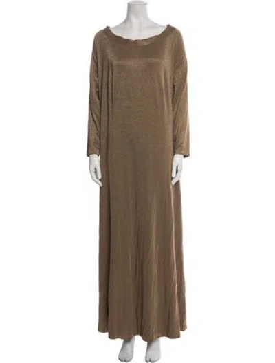 Pre-owned Tom And Linda Platt Bateau Neckline Long Dress In Brown