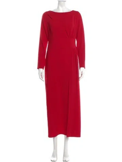 Pre-owned Tom And Linda Platt Bateau Neckline Long Dress In Red