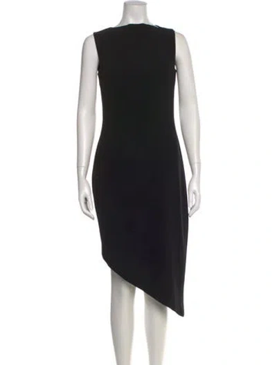 Pre-owned Tom And Linda Platt Bateau Neckline Midi Length Dress In Black