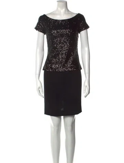 Pre-owned Tom And Linda Platt Bateau Neckline Mini Dress In Black