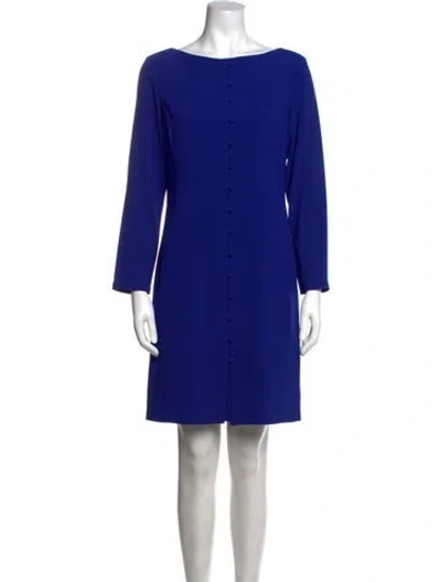Pre-owned Tom And Linda Platt Bateau Neckline Mini Dress In Blue