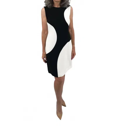 Tom And Linda Platt Combo Crepe Shift Dress In Black/white
