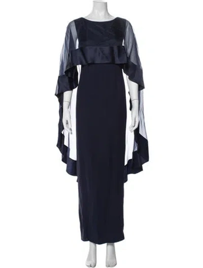 Pre-owned Tom And Linda Platt Crew Neck Long Dress In Blue